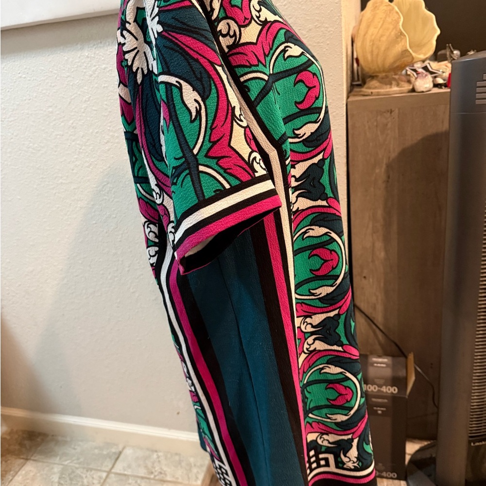 Gibson Latimer Vibrant Pink and Teal Midi Dress - Picture 2 of 6